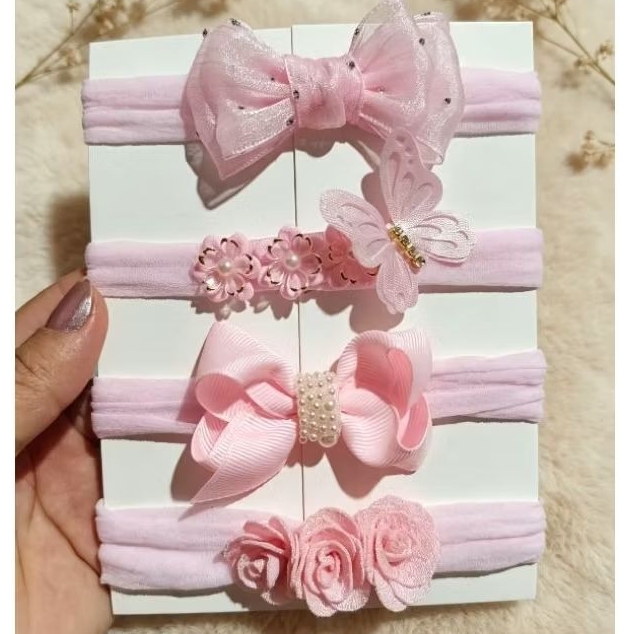 Monte Seu Kit 4 Faixinhas Bebê Menina Personalizadas | Escolha Cores e Modelos | Laços RN