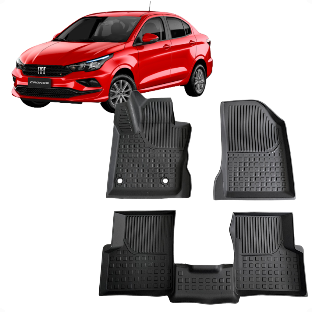 Tapete tipo bandeja Cronos Bordas Elevadas altas automotivo 2018 a 2026 borracha resistente 3mm novo