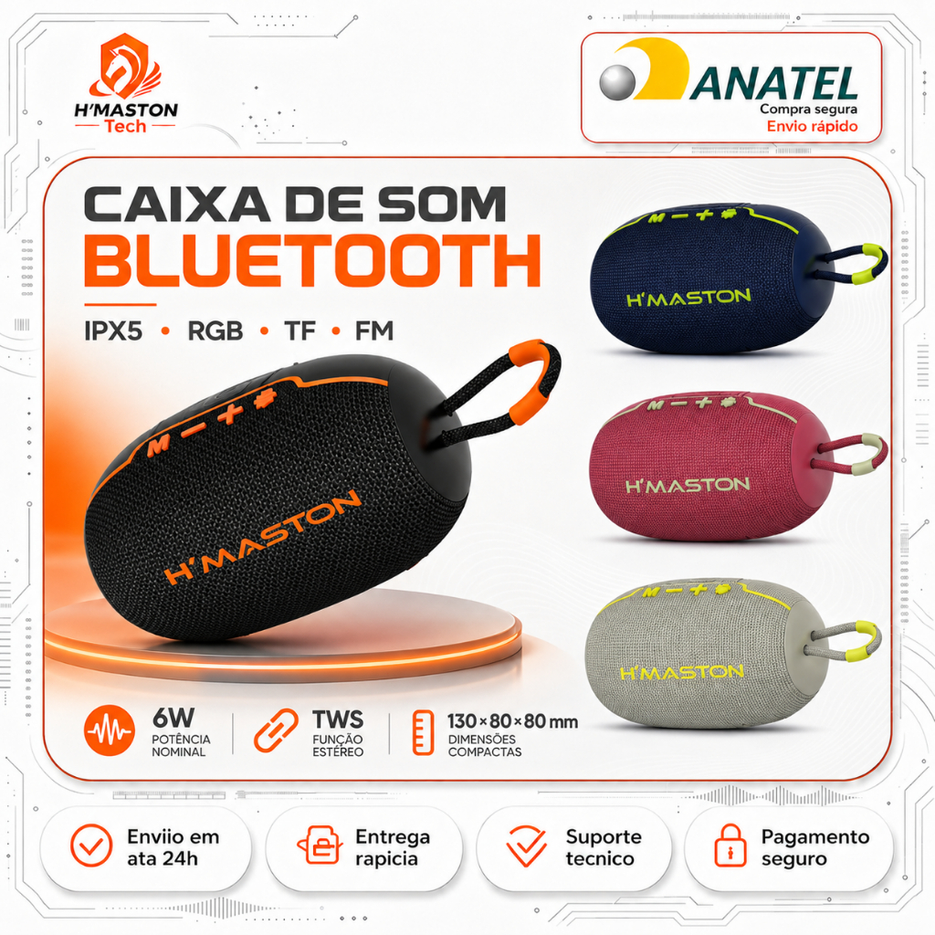 H'MASTON AM57 Caixinha De Som Bluetooth Caixa De Som Bluetooth Portátil Som Caixa Bluetooth Caixa Som Caixa Bluetooth