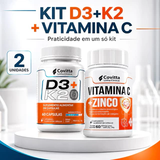 Kit Vitamina D3 K2 + Vitamina C e Zinco Leve 2 Suplemento Alimentar Covitta