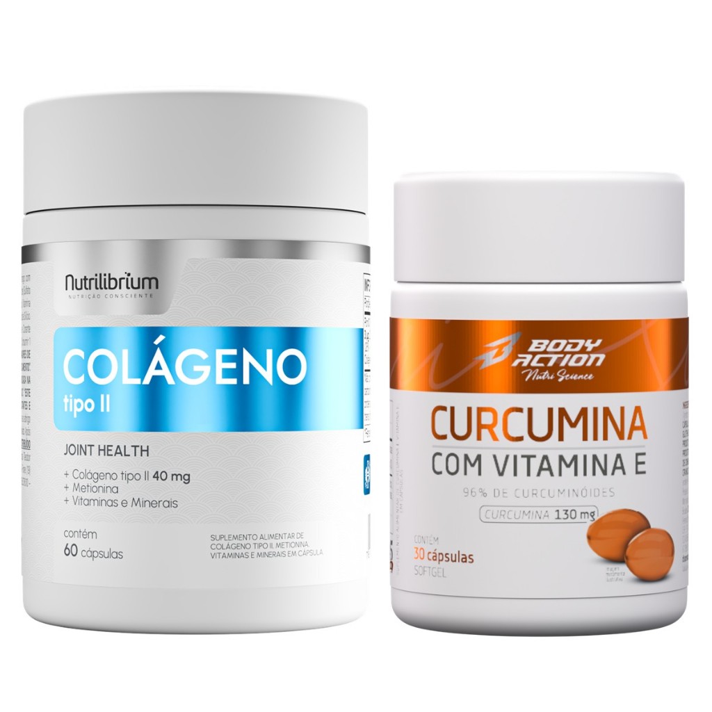 Kit Colágeno Tipo 2 60 Caps + Curcumina Com Vitamina E 30 Caps