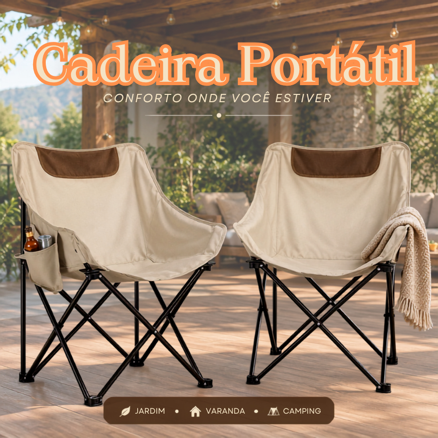 Cadeira Camping Reforçada Dobrável até 120kg Tecido Oxford para Praia e Pesca