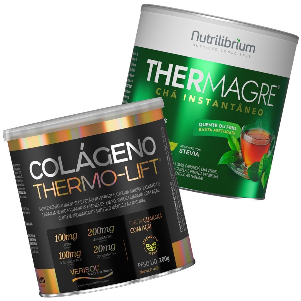 Kit Colágeno Verisol Thermo Lift 200g + Thermagre Chá 140g Nutrilibrium