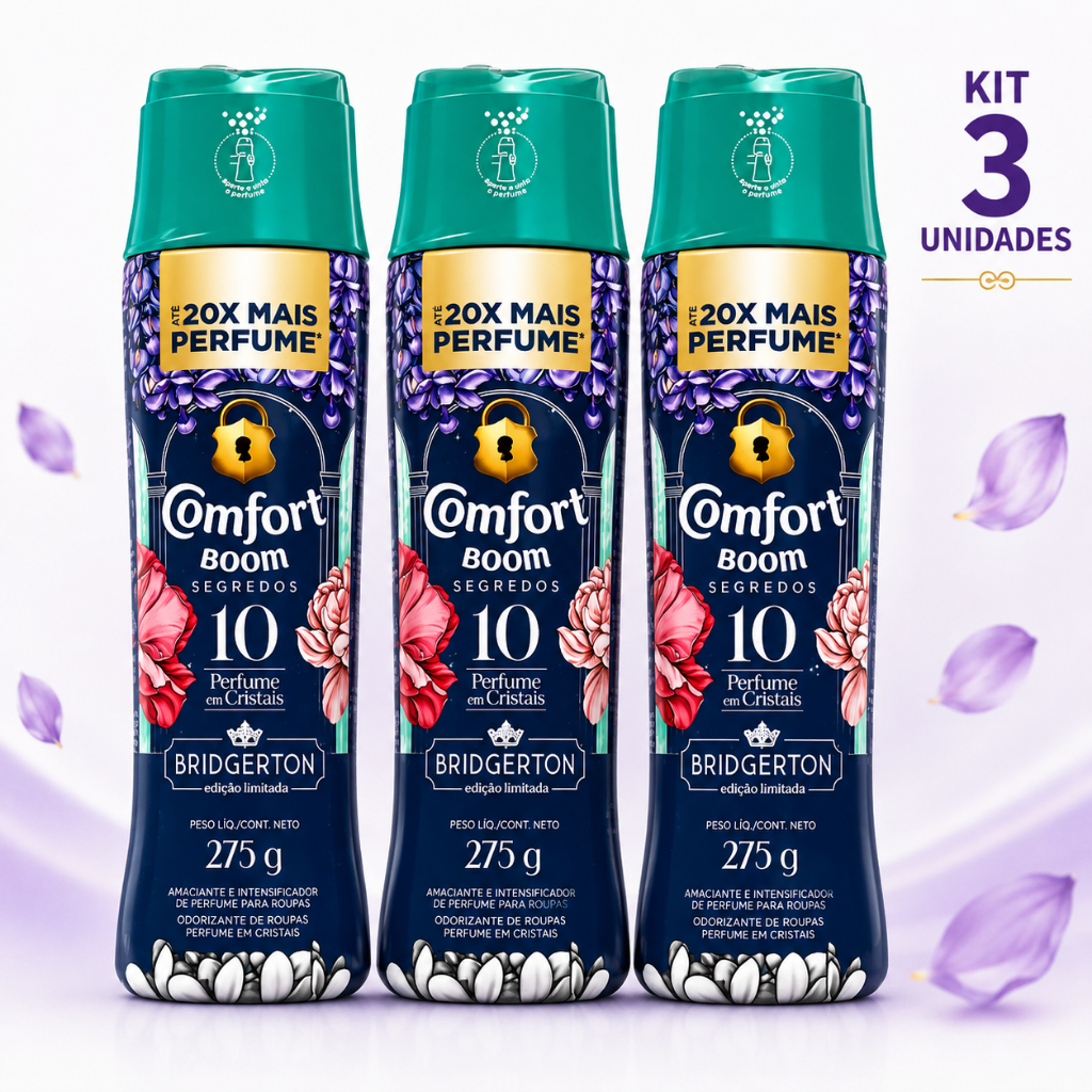 Comfort Boom Segredos 10 Bridgerton 275g Perfume em Cristais Odorizante de Roupas 20x Mais Perfume