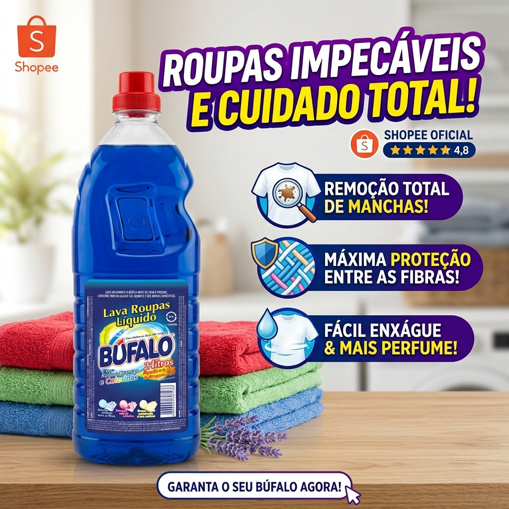 Caixa 6 unidades de Lava Roupas Bufalo 2 litros