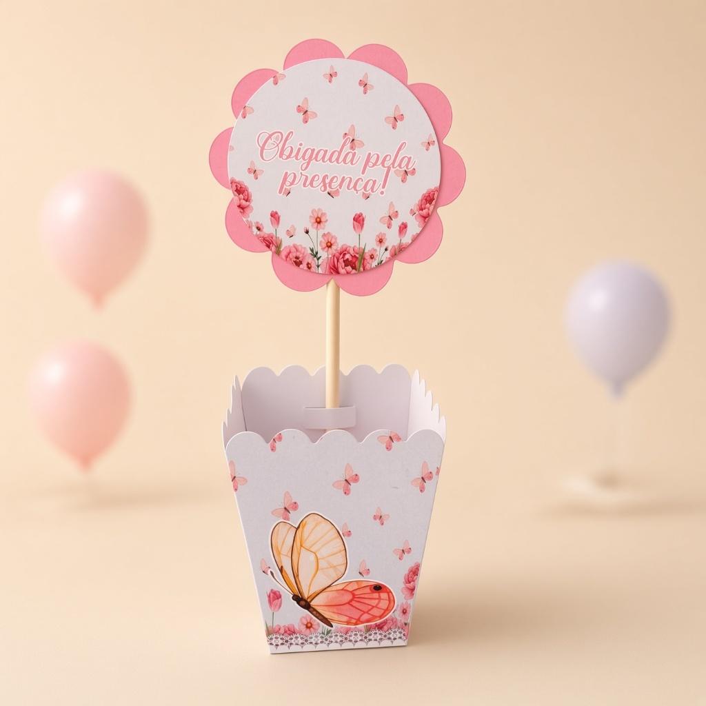 Centros de mesa BORBOLETAS ROSA lembrancinhas personalizadas para aniversario infantil decoração kit festa