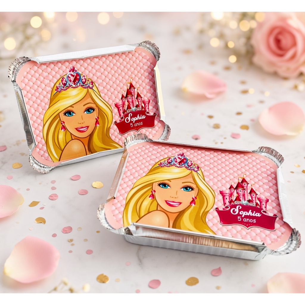 Marmita Personalizada Barbie Princesa | Lembrancinha Festa Barbie Infantil | Caixa Marmitinha Personalizada