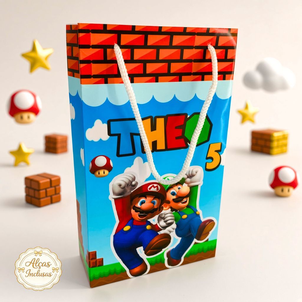 Sacolinha Personalizada Super Mario Bros Lembrancinha Festa Infantil Sacolinha Surpresa Aniversário Personalizada