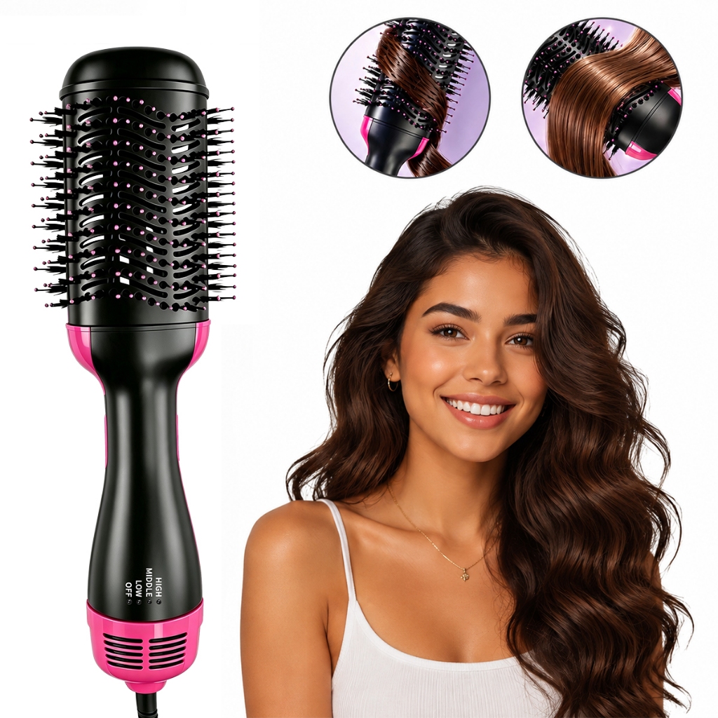 Escova Secadora Alisador Elétrica Quente Cabelo Com 3 Em1 Hair Styler Secar, alisar e dar volume ao cabelo 110/220v