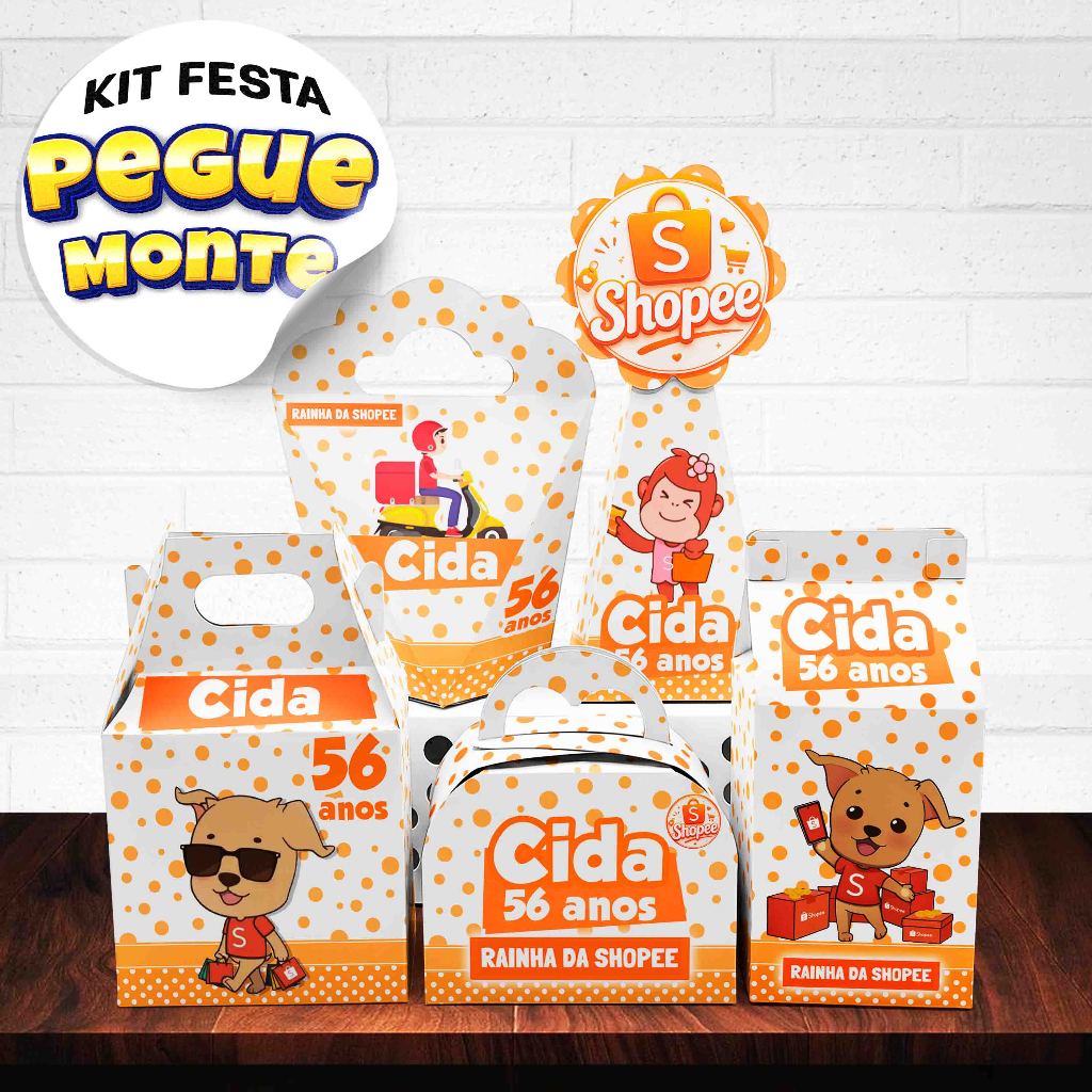 KIT Caixinha RAINHA DA SHOPEE - Caixinhas para decoração e lembrancinha de aniversário - PEGUE E MONTE