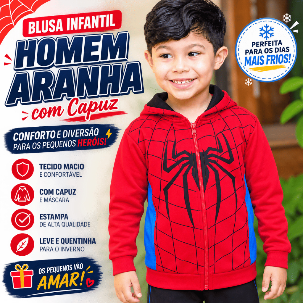 Blusa de frio casaco infantil com capuz-máscara diversos personagens Heróis jaqueta infantil