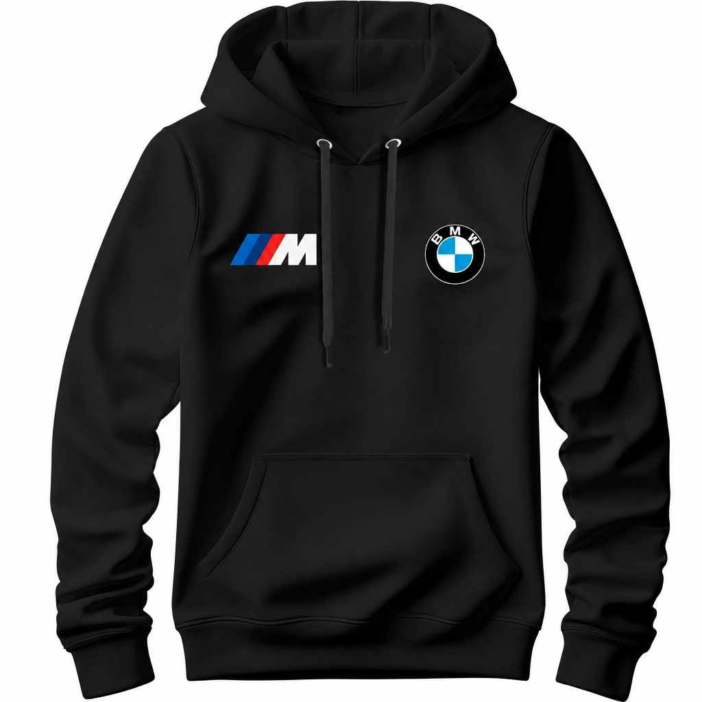 Moletom Masculino Canguru BMW Premium Estampado Capuz Bolso Blusa de Frio 100% Algodão