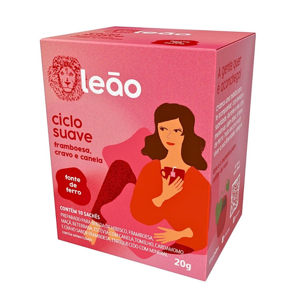 Leâo Fases Ciclo Suave Framboesa, Cravo e Canela 10 Sachês
