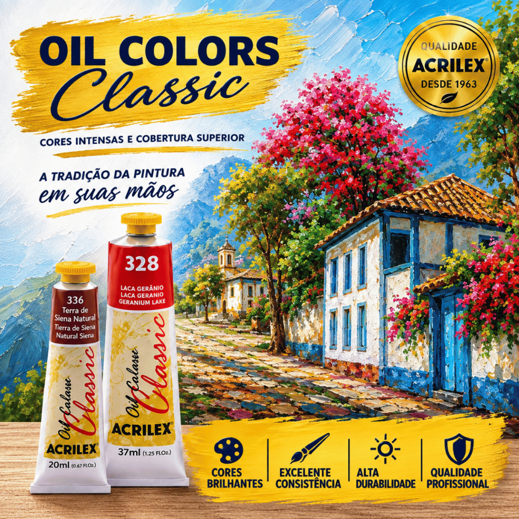 Tinta a Óleo Acrilex Oil Colors 20ml | Para Pintura em Tela, Arte e Estudos de Cor | Linha Classic