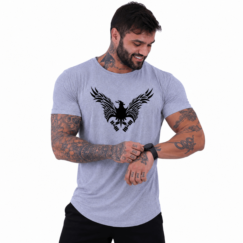 Camiseta Longline Masculina Algodão MXD Conceito Academia Treino Casual Caveira Desintegrada Estampa