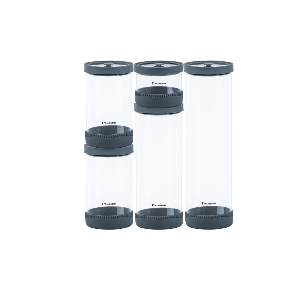 Jogo de Potes de Vidro Herméticos Tramontina Purezza em Borosilicato com Tampa 4 peças empilhaveis