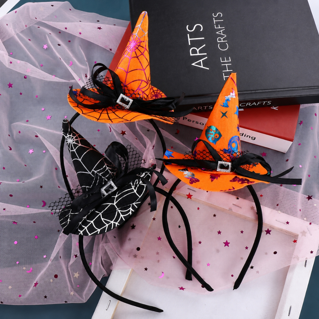 Arco Tiara Mini Chapéu de Bruxa Halloween Acessório Fantasia Festa Cosplay