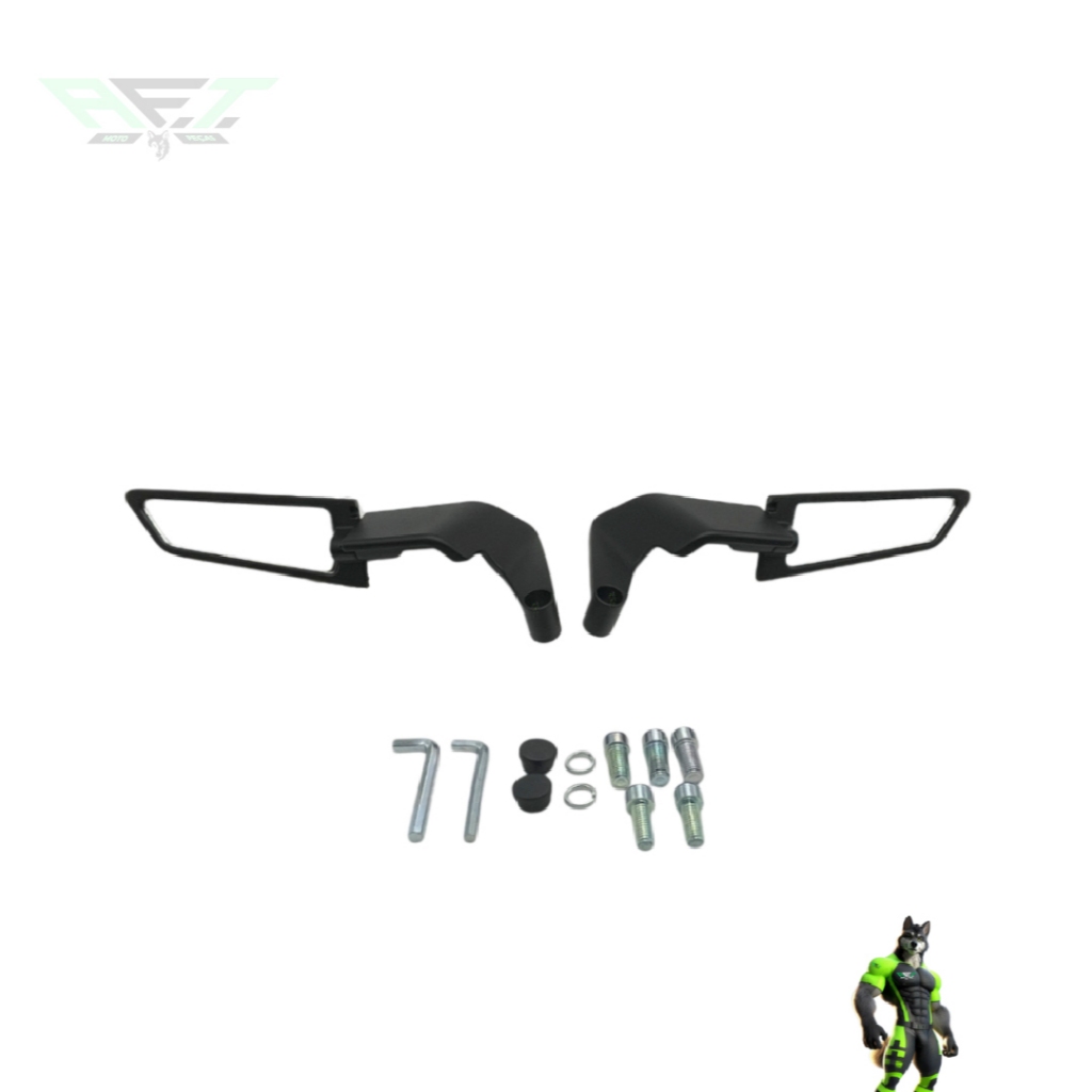 PAR DE RETROVISOR AIRFOIL EM NYLON ASA DE VENTO 90 GRAUS 108mm HONDA E YAMAHA ABS · foto 2