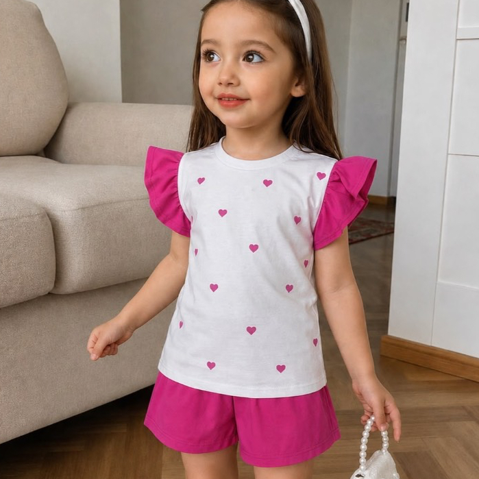 Conjunto Infantil Verão Feminino 4 aos 8 Anos Menina confortável 100% algodão - Pronta Entrega Kero Kids