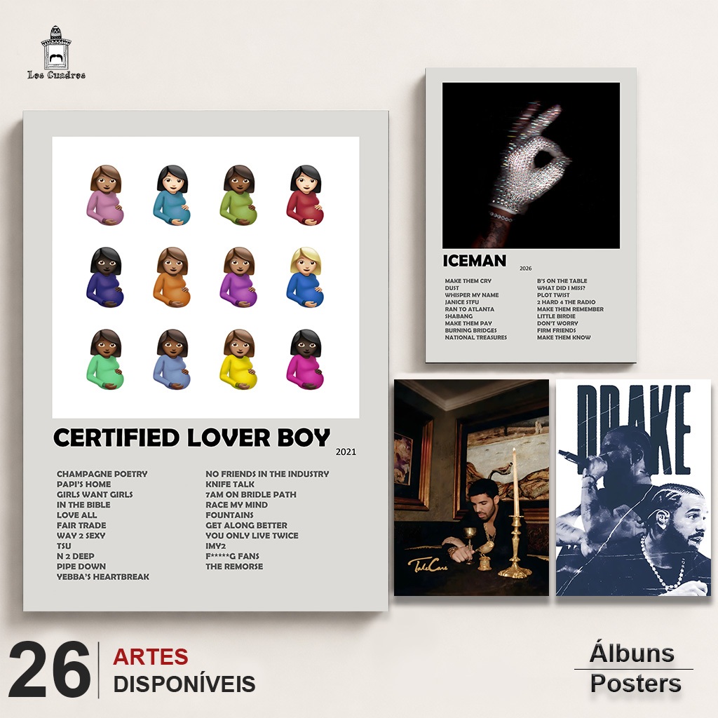 Quadro Placa Decorativa Drake Certified Lover Album em MDF 28x20cm