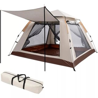 Barraca Tenda de Camping Automática Portatil Bege Grande Impermeável Acampamento de 4-6-8 Pessoas