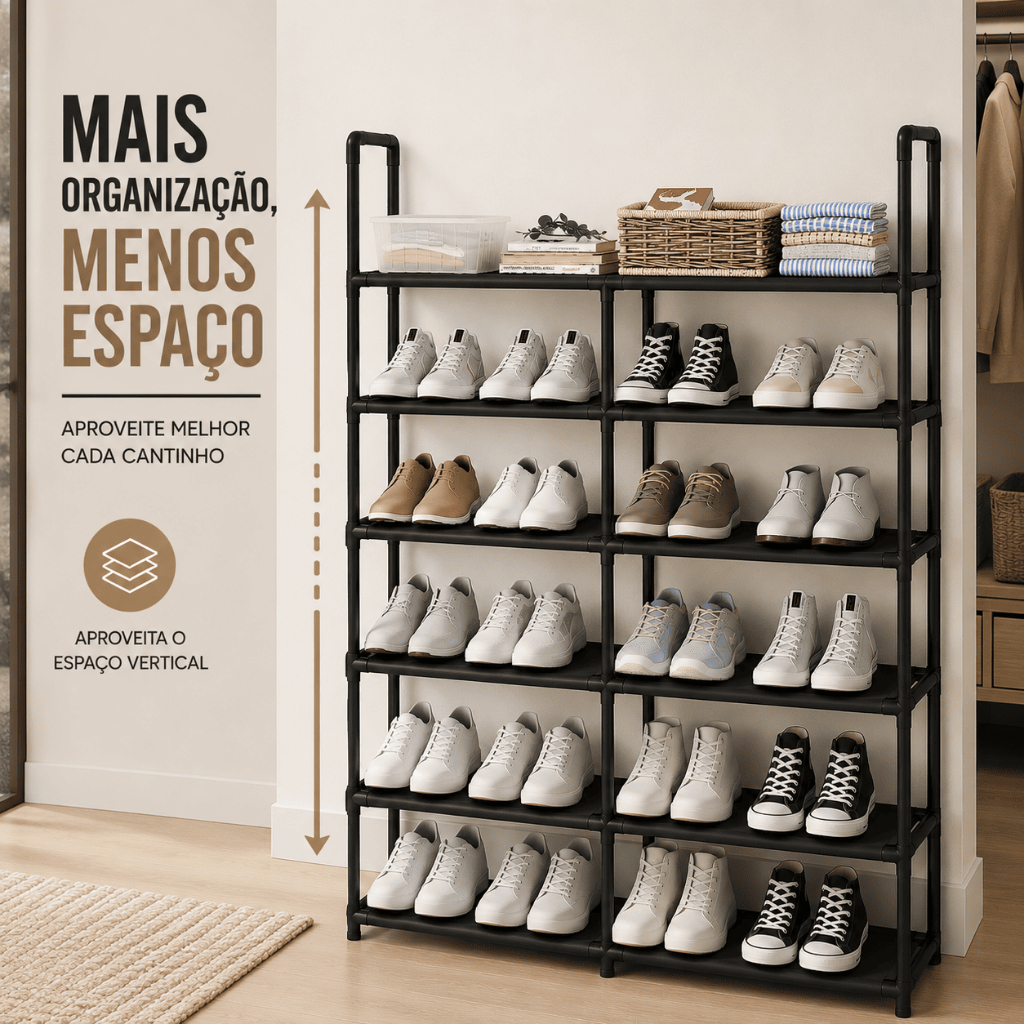 Estante Multiuso 5 Prateleiras Preta Sapateira Organizadora Para Quarto Closet Lavanderia