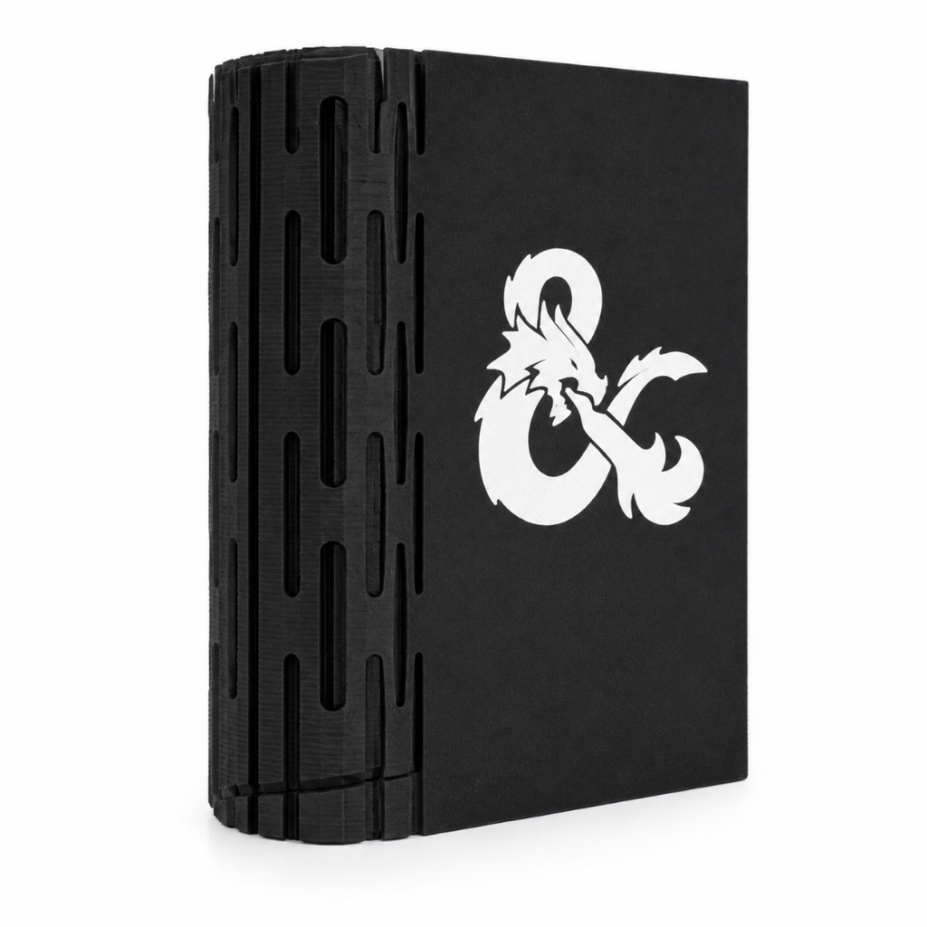 Livro Porta-Dados RPG com Dragão – Estojo Organizador para 7 Dados D20 Medieval Premium
