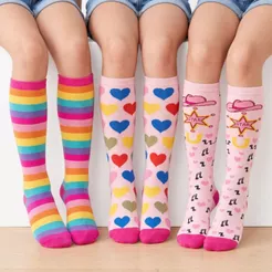 Kit 3 Pares Meia Infantil Menina Galochita 3/4 Cano Alto Colorida Macia Confortável Escolar Dia a Dia
