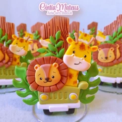 Vela Jipe Safari baby biscuit/Topo de bolo Festa de Aniversário