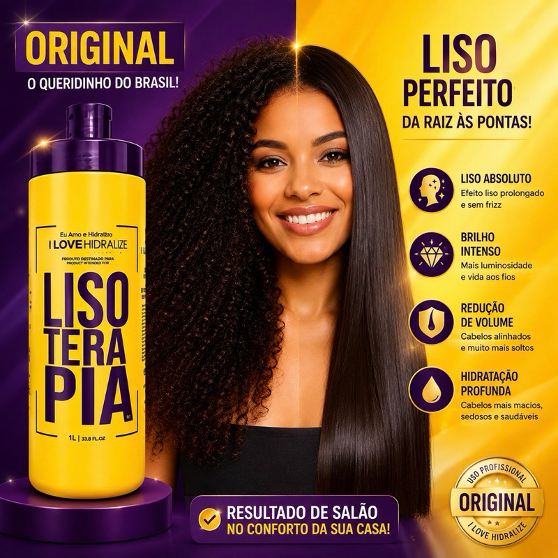 Progressiva Orgânica Sem Formol Lisoterapia Hidralise 1Litro Liso Extremo Orgânica Sem Formol