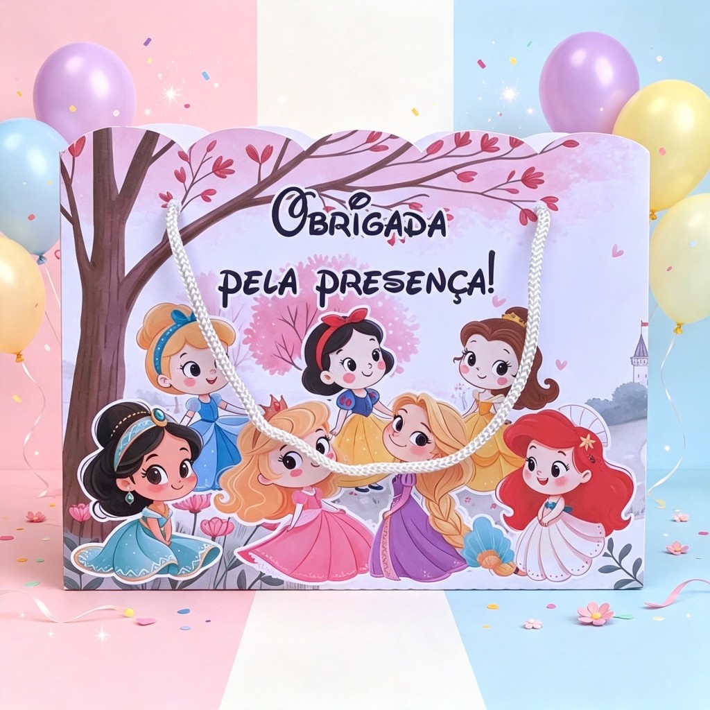 Kit Sacolinhas Personalizadas para Festa Princesas Cut - Monte em casa