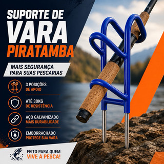 Suporte Vara de Pesca Piratamba 35cm Emborrachado Super Reforçado Pesqueiro Barranco Lago