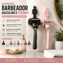 Suporte Barbeador Parede com Fita 3M | Organizador Banheiro Sem Furos