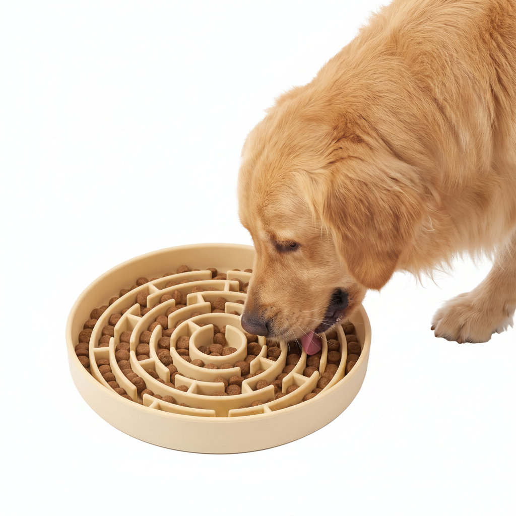 Comedouro Lento Pet Educativo Labirinto Silicone Anti Engasgo Cachorro Gato Tigela Racao Interativo Cães