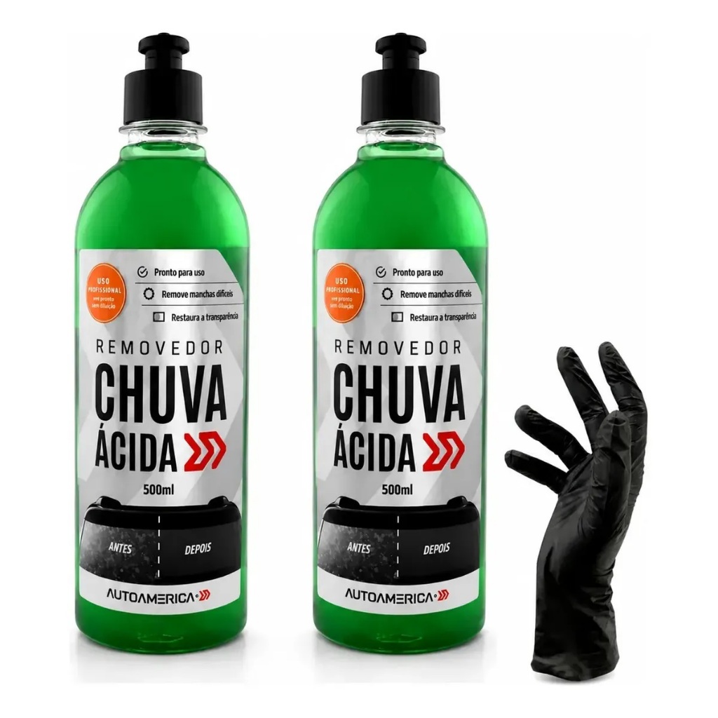 Kit 2 Limpa Vidro Automotivo Tira Manchas de Chuva Restaura Vidros Box Blindex Autoamerica 500ml CADA