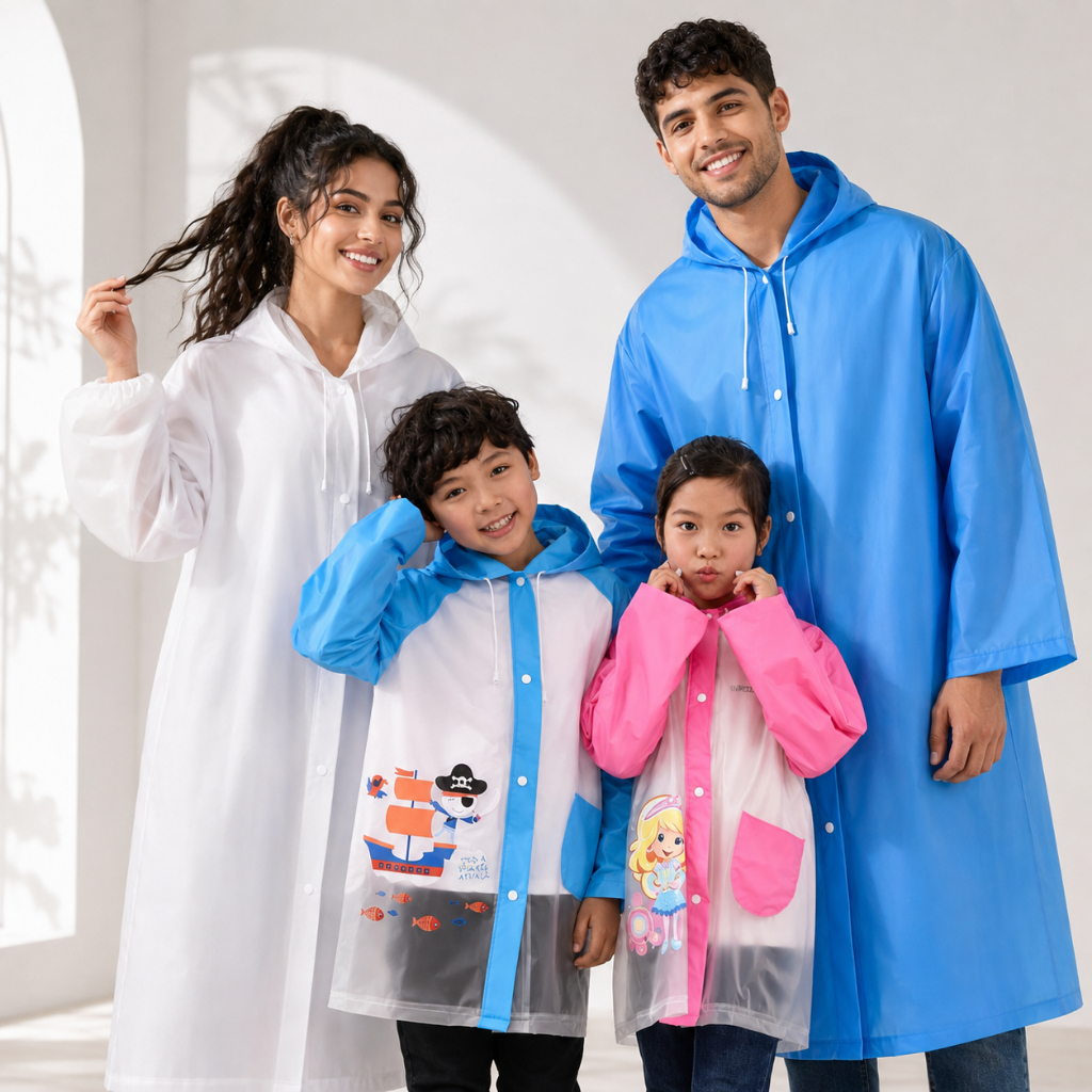 Capa de Chuva com Capuz Transparente Infantil Criança e Adulto Menino e Menina
