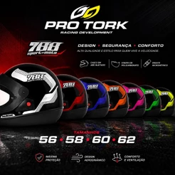 CAPACETE 788 PRETO/VERMELHO - PRO TORK