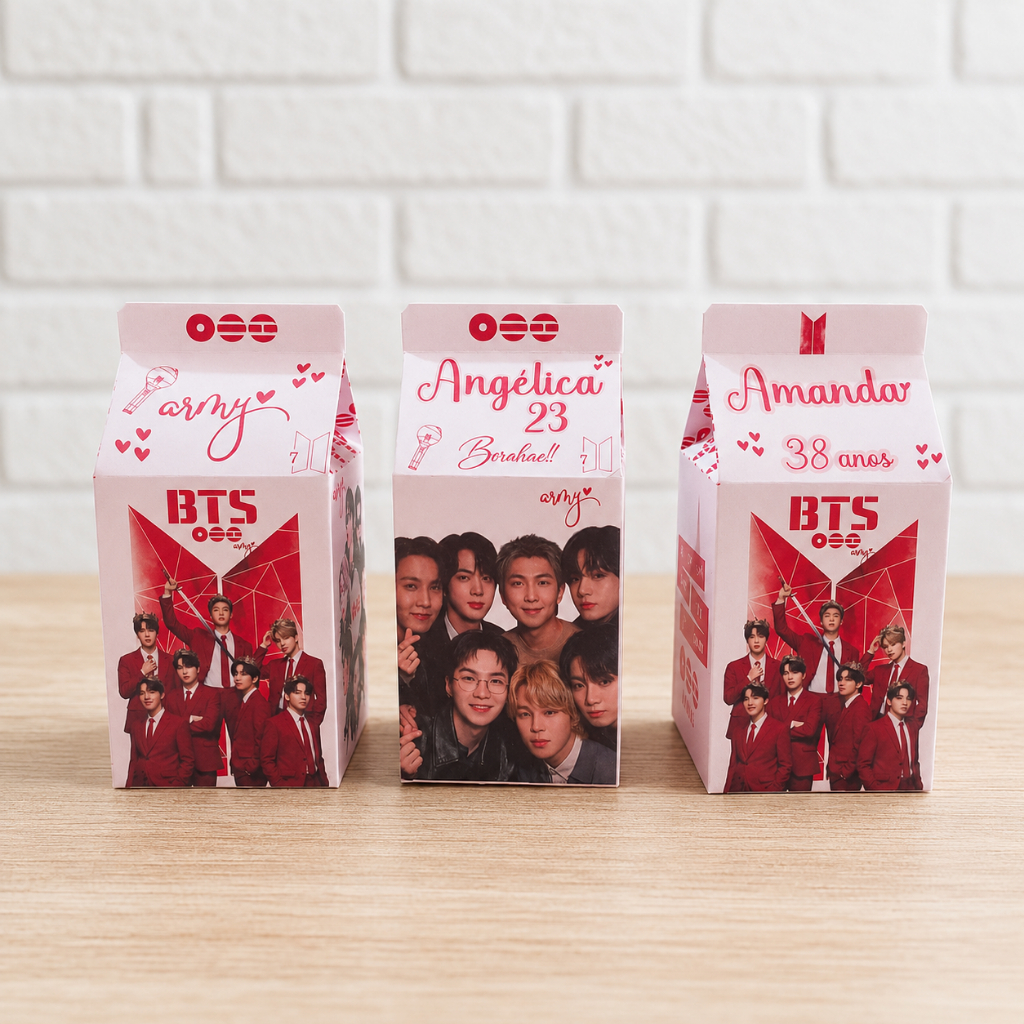 10/20/30 Caixas Milk BTS - PEGUE-MONTE, Festa BTS, Festa ARMY, BTS ARIRANG.