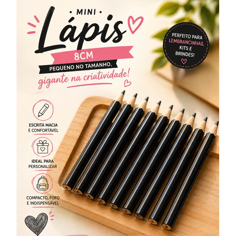 Mini/Meio lápis grafite 8cm escolar brindes lembrancinha (sem personalização) festa infantil papelaria artesanato kit