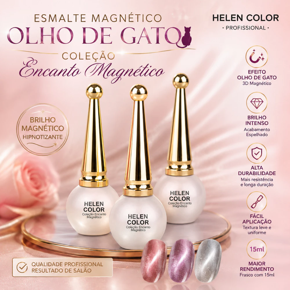Esmalte Gel Magnético Helen Color Olho de Gato Cat Eye