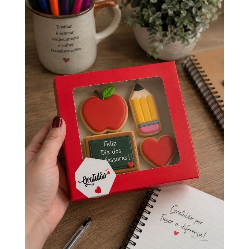 100 caixas para doces com visor brigadeiro caixa donuts biscoitos 6/9 dia dos professores