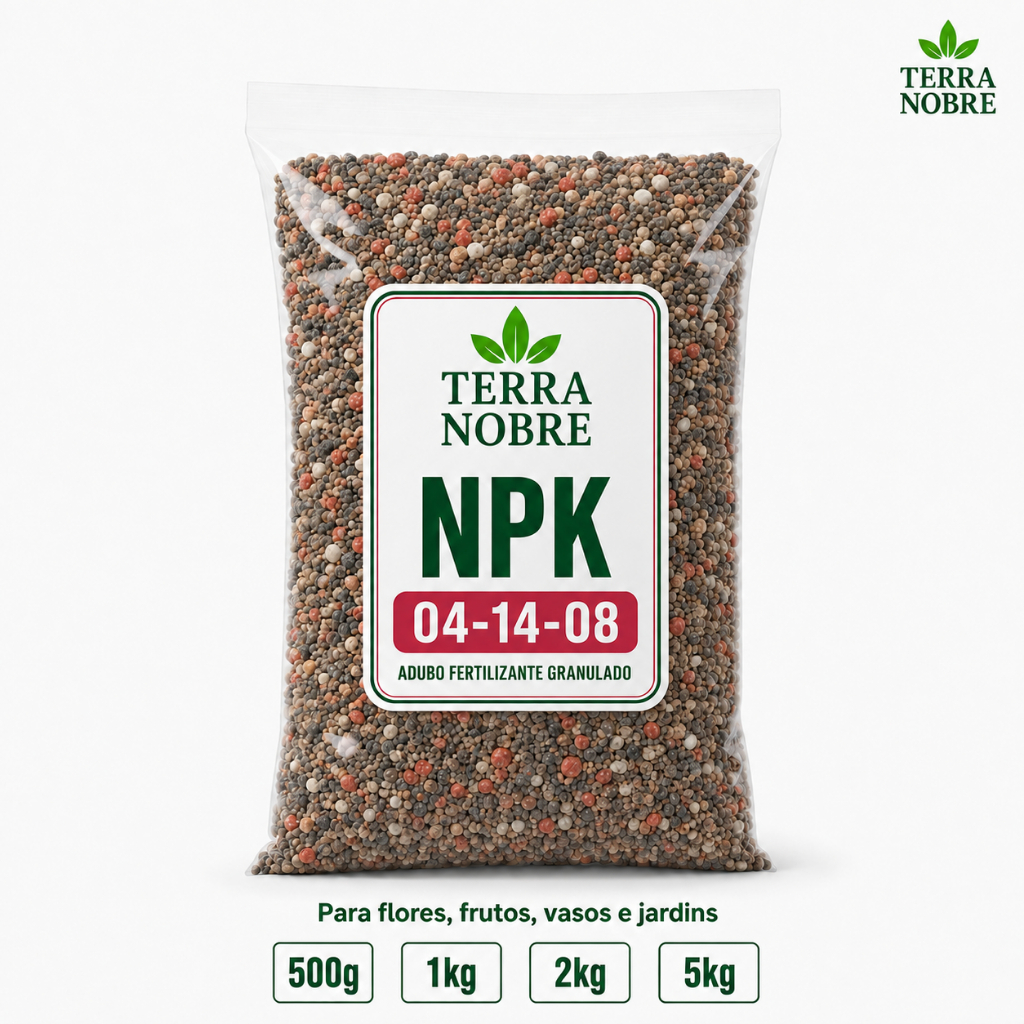 Adubo NPK 04-14-08 Fertilizante para Plantas, Flores, Jardim e Vasos – Raízes Fortes, Crescimento e Floração