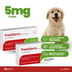 2 Prediderm 5mg Ourofino 10 Comprimidos Para Cães Anti-inflamatório