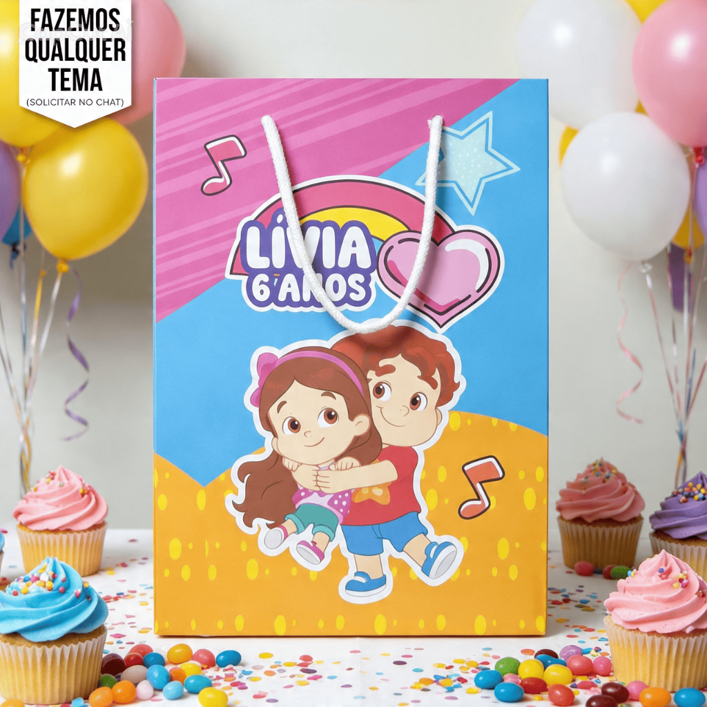Sacolinha (M) Personalizada Lembrancinha Maria Clara e JP.