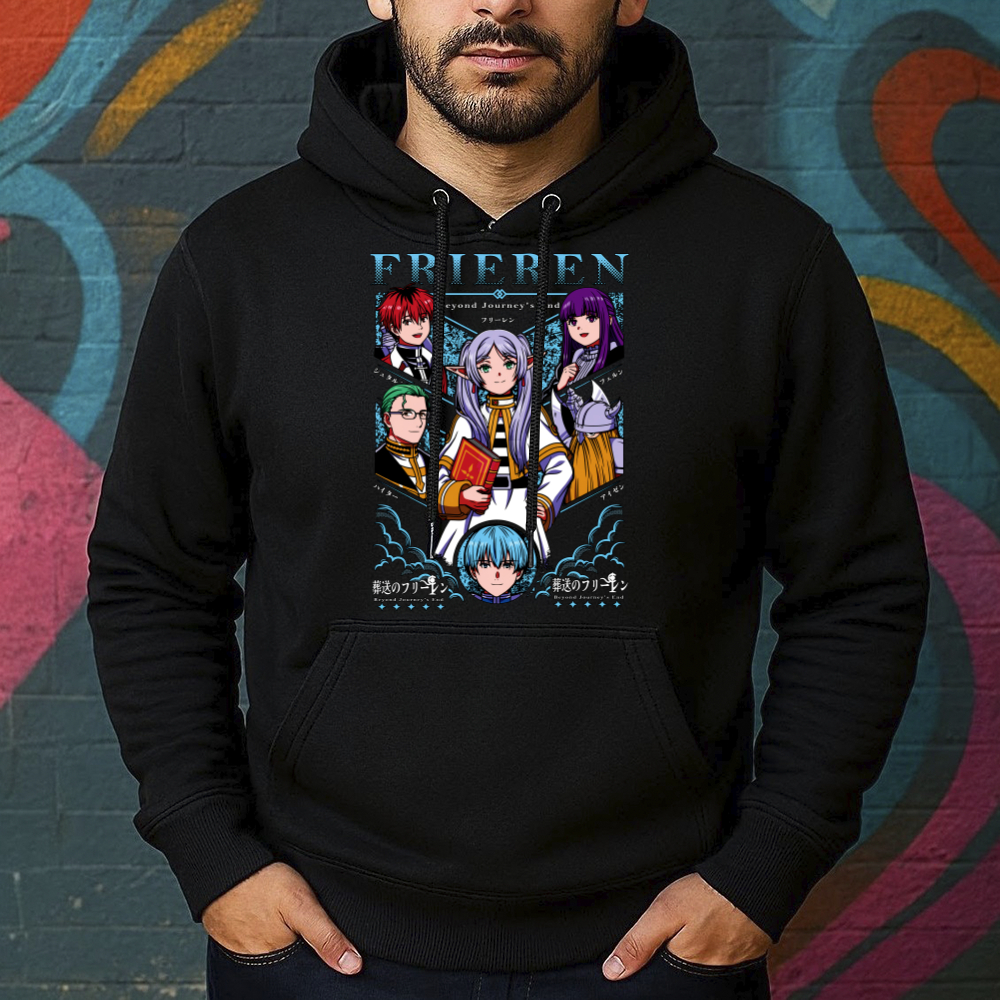 Blusa de Moletom Estampada Frieren Canguru Masculina Confortável Do Tamanho P ao GG