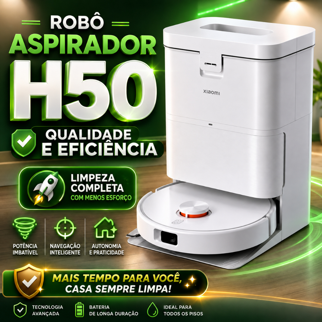 Robo Aspirador Xiaomi H50 10000Pa Sucção Lançamento 2026 110V ou 220V Mapeamento