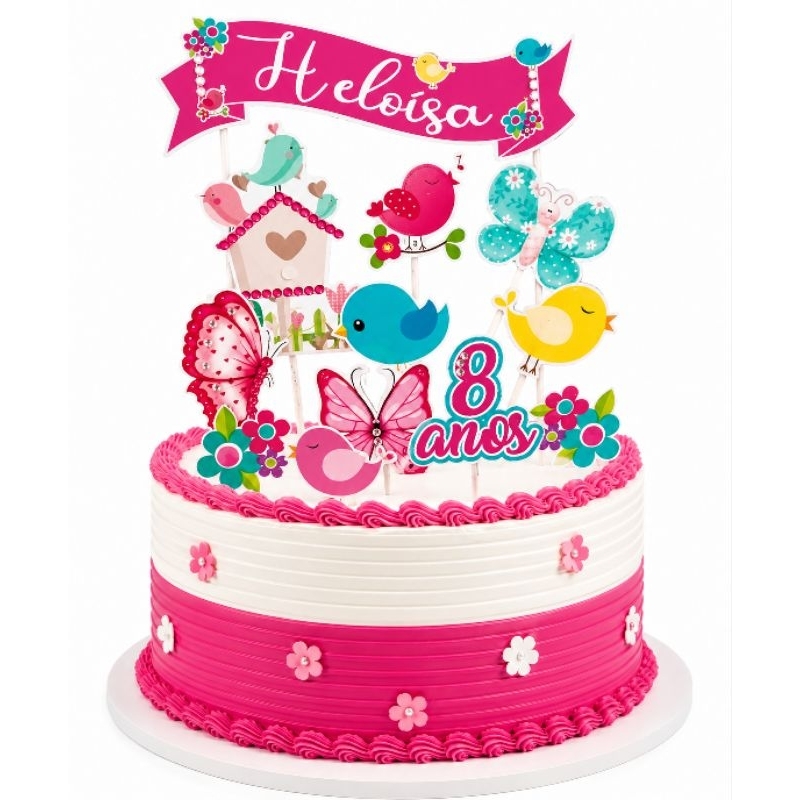 Topo de bolo personalizado tema jardim encantado/ mesversario/ aniversário/ festa em casa