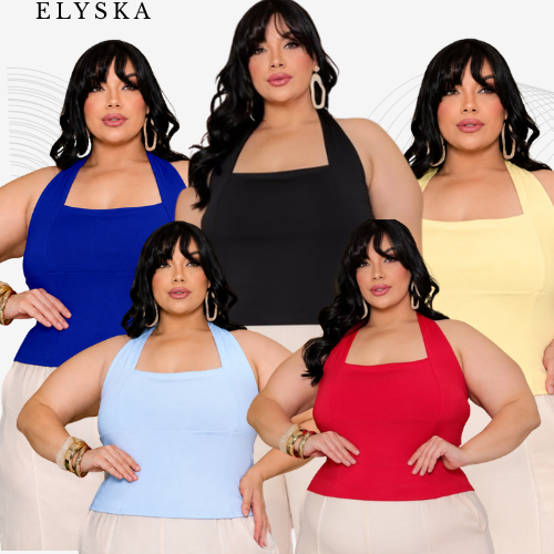 KIT 2 Top Halter plus Cropped Decote Frente Única Costas Nua Forro Duplo Alsa Ajustavel verao 2026
