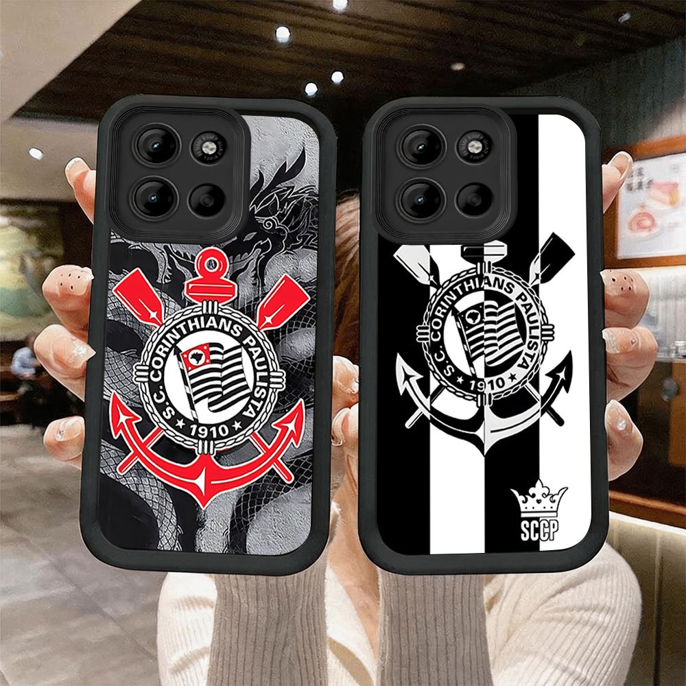 Capinha capa de silicone macia preta anti‑queda estampa para Moto G15 DL346