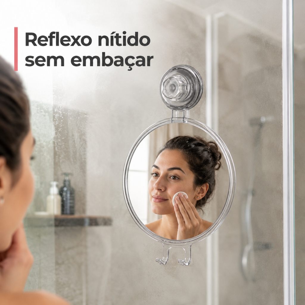 Espelho Antiembaçante para Box com Ventosa – Não Embaça no Banho — imagem 2 de 2